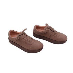 Fitflop Women's Rally Tumbled-Nubuck Crepe Sneakers Size 5 Taupe